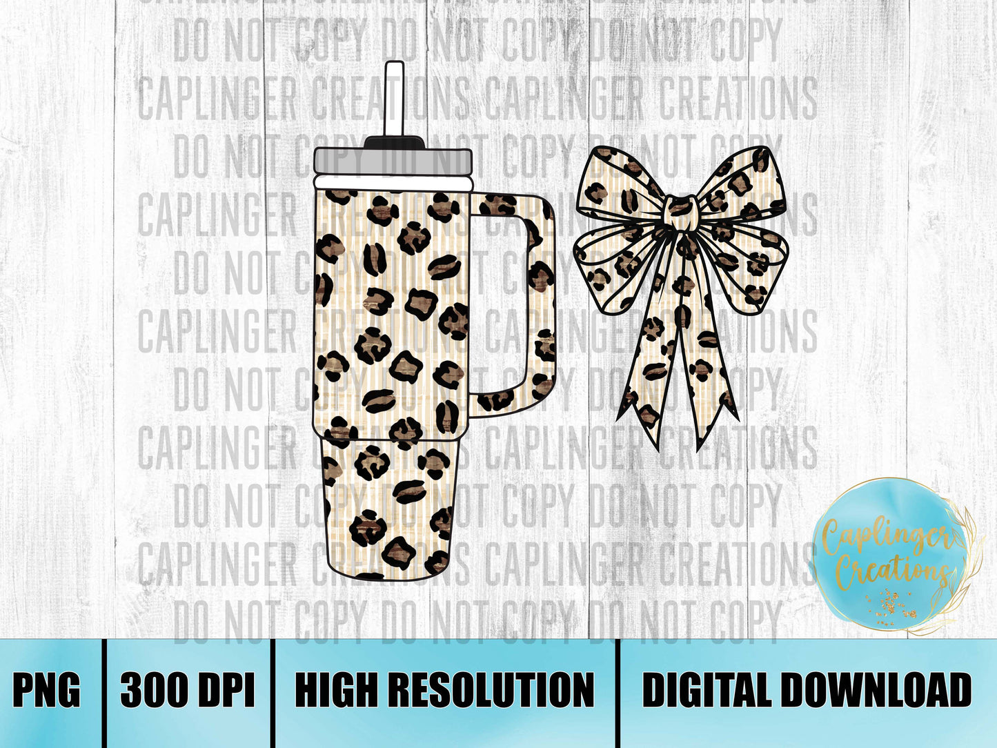 ANIMAL PRINT Tumbler and Bows - Digital download 300DPI PNG FILE