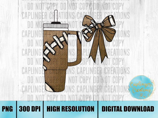 FOOTBALL Tumbler and Bows - Digital download 300DPI PNG FILE