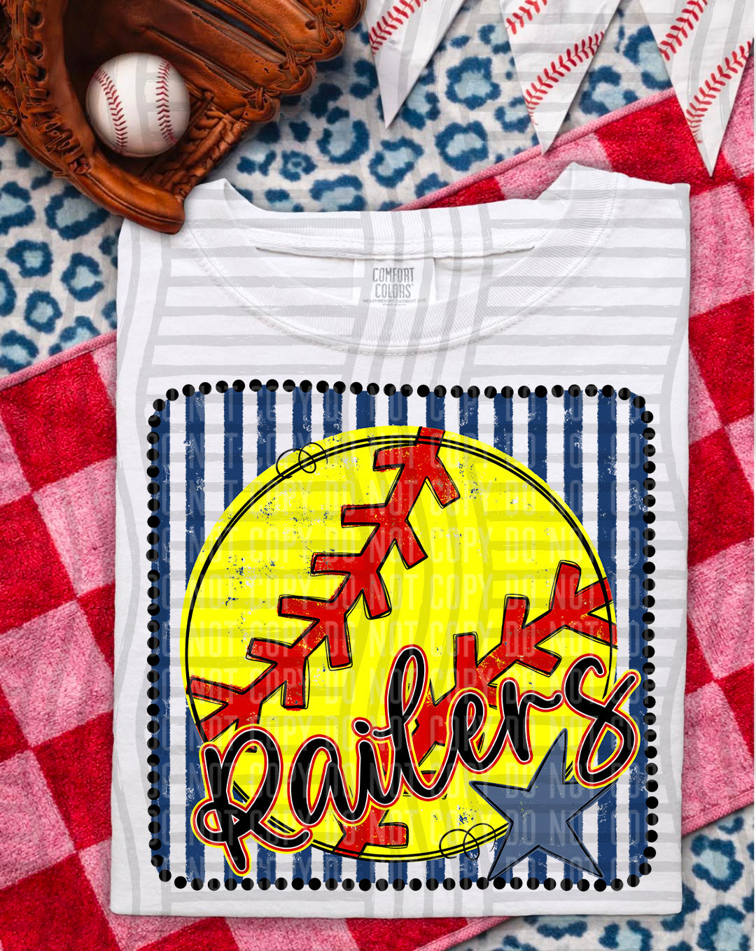 Softball RWB Framed  Script Text-  Custom + DROPDOWN - 300 DPI digital download