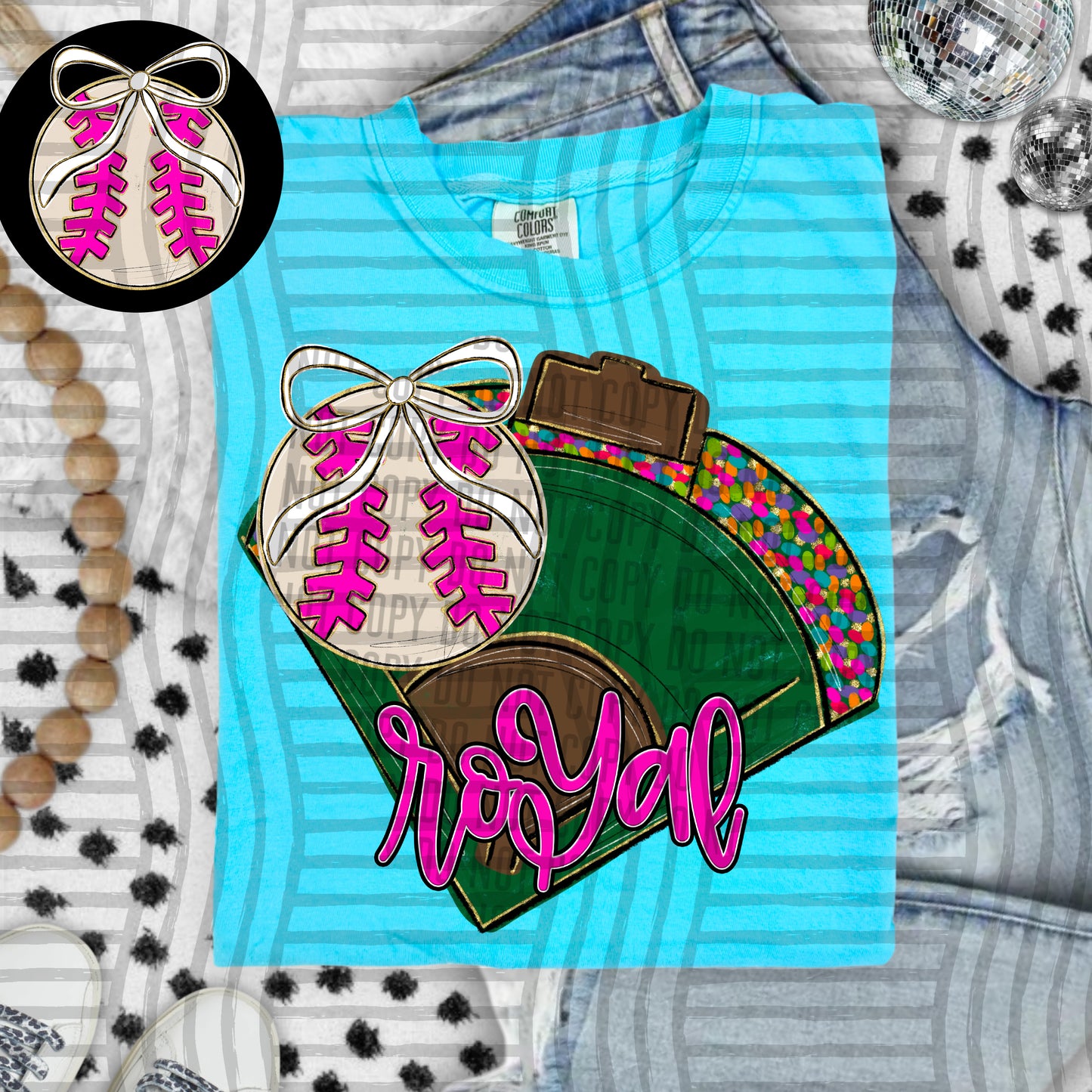 Preppy Baseball Field -optional pocket + Custom + Dropdown - 300 dpi Digital Download