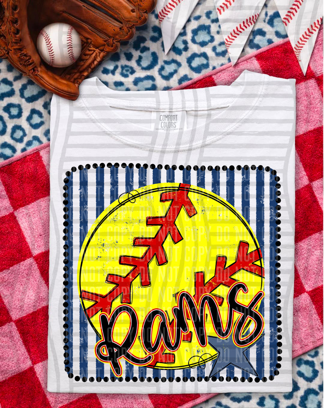 Softball RWB Framed  Script Text-  Custom + DROPDOWN - 300 DPI digital download