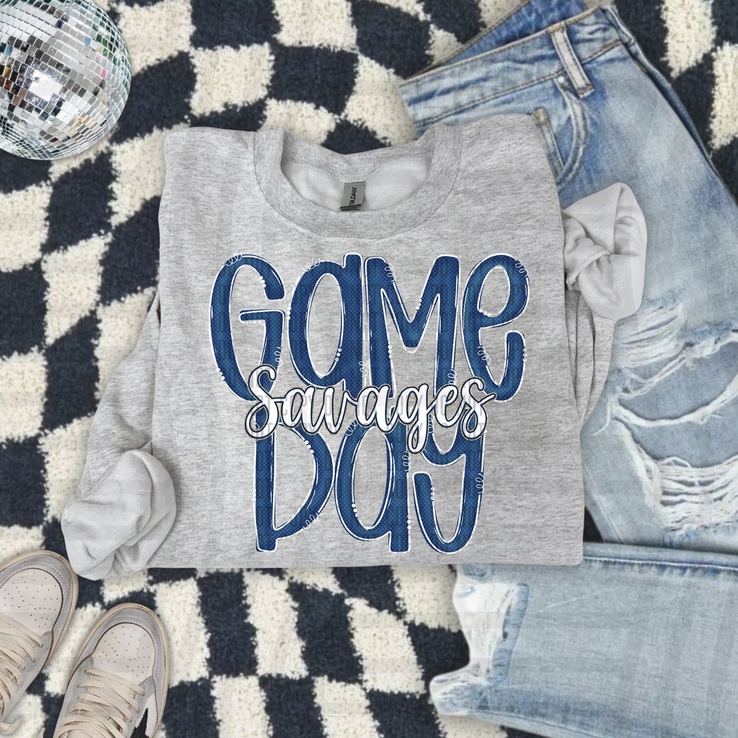 Navy - GAME DAY Doodles - 300 dpi Digital Download