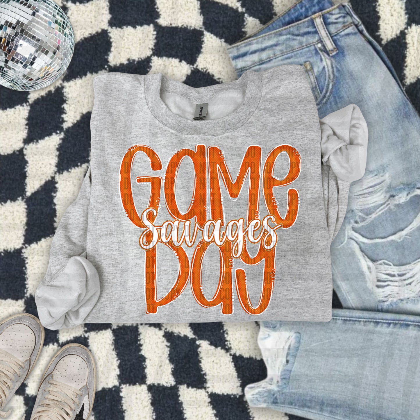 Orange - GAME DAY Doodles - 300 dpi Digital Download