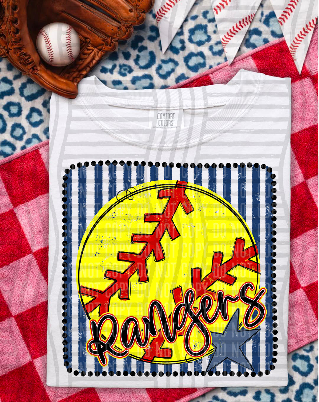 Softball RWB Framed  Script Text-  Custom + DROPDOWN - 300 DPI digital download