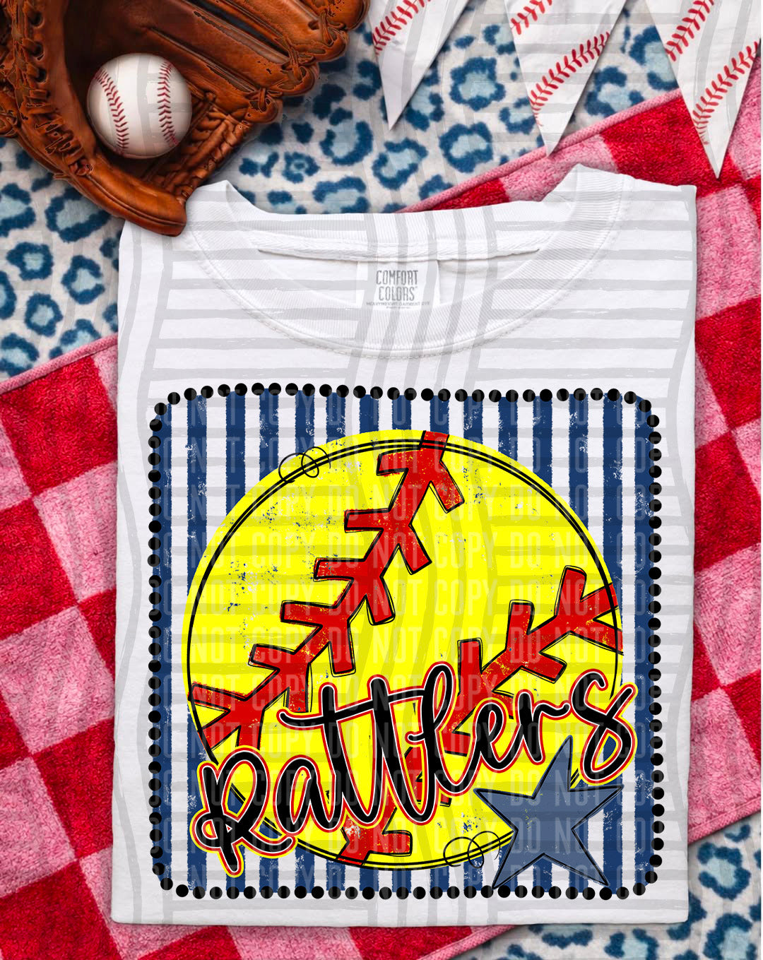 Softball RWB Framed  Script Text-  Custom + DROPDOWN - 300 DPI digital download