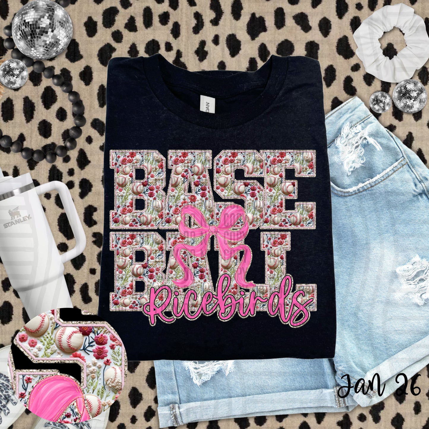 Floral Baseball  - Custom + DROPDOWN - 300 DPI digital download
