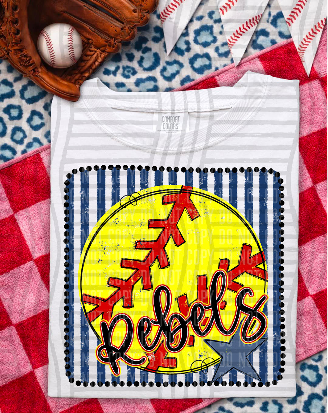 Softball RWB Framed  Script Text-  Custom + DROPDOWN - 300 DPI digital download