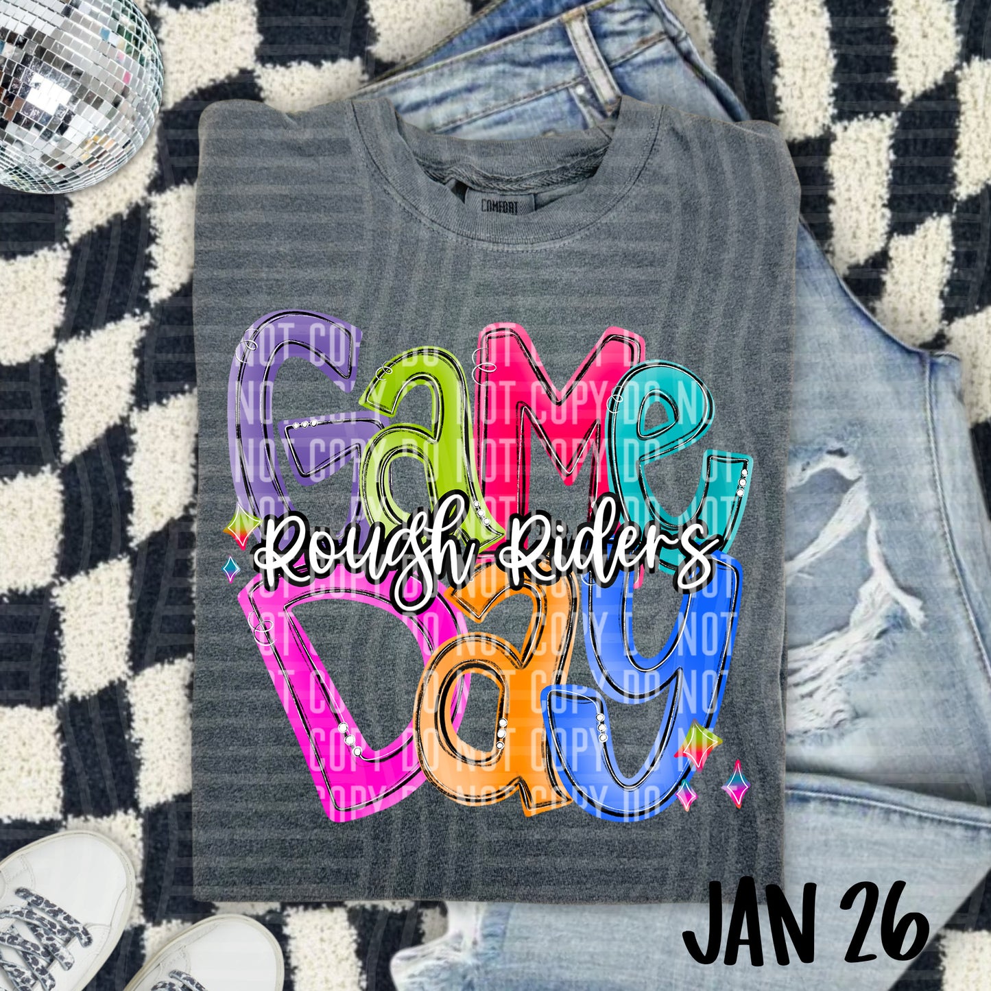 Hand Lettered Bright Preppy Game Day  - Custom + DROPDOWN - 300 DPI digital download
