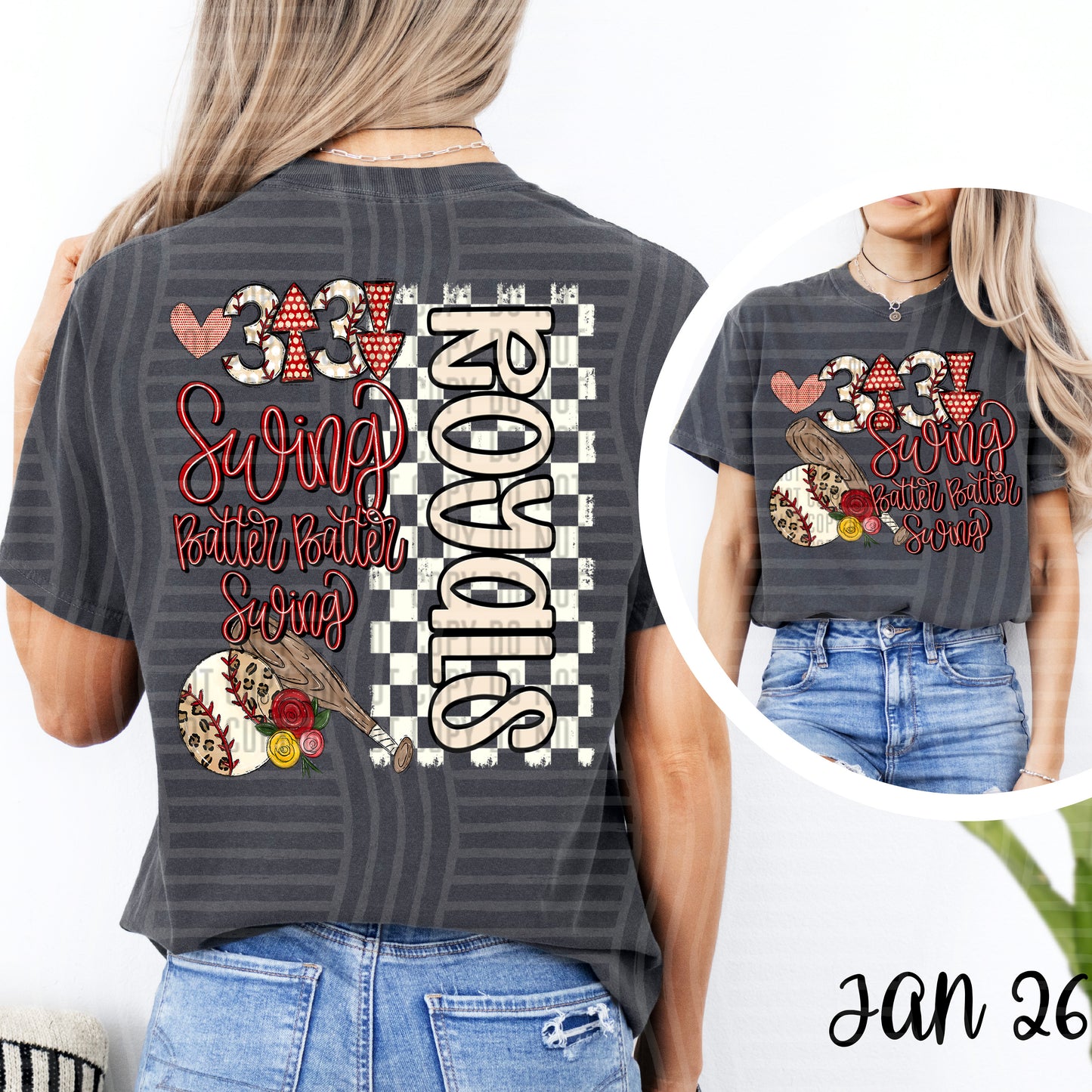 Swing Batter BASEBALL + OPTIONAL FRONT full size design - Custom + DROPDOWN - 300 DPI digital download