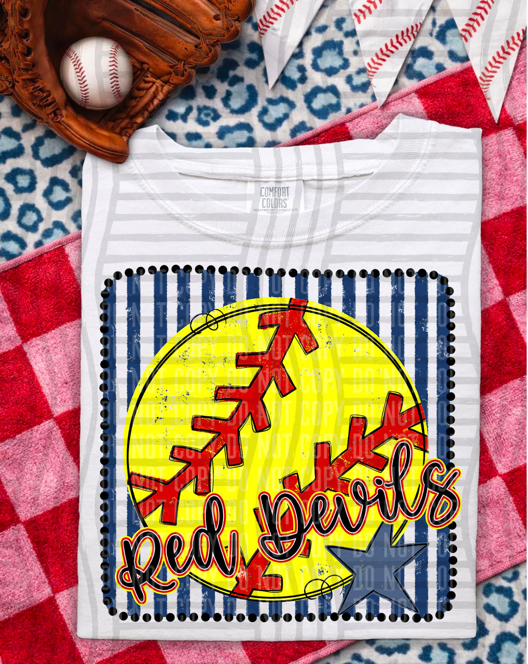 Softball RWB Framed  Script Text-  Custom + DROPDOWN - 300 DPI digital download