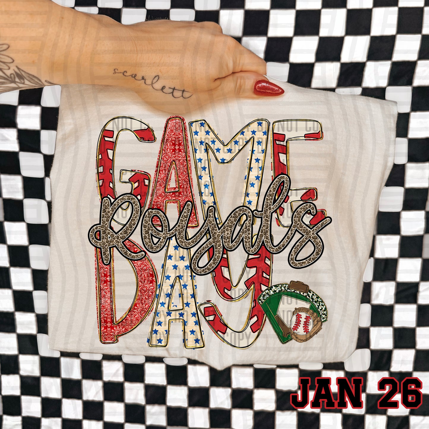 Game Day Baseball LEOPARD PRINT CENTER - Custom + DROPDOWN - 300 DPI digital download