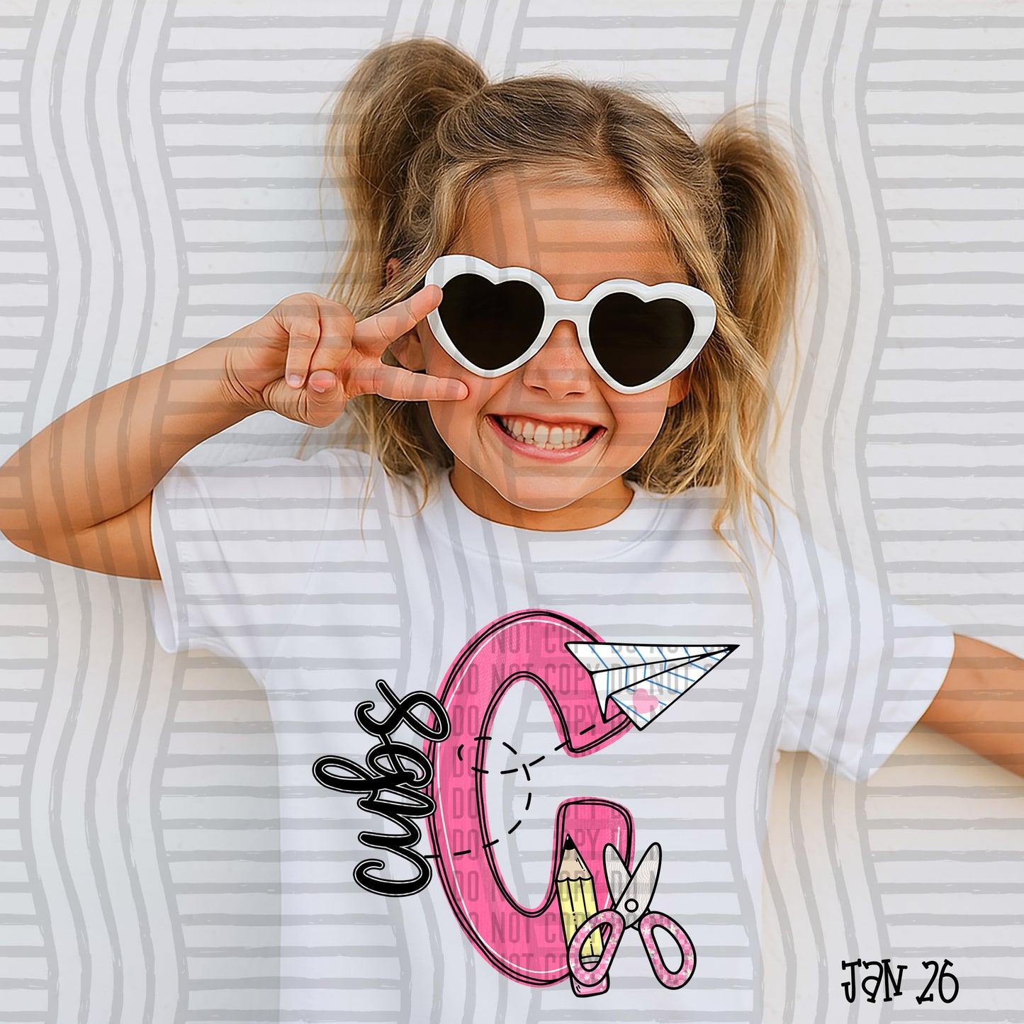 Pink Initials School -  Custom + DROPDOWN - 300 DPI digital download