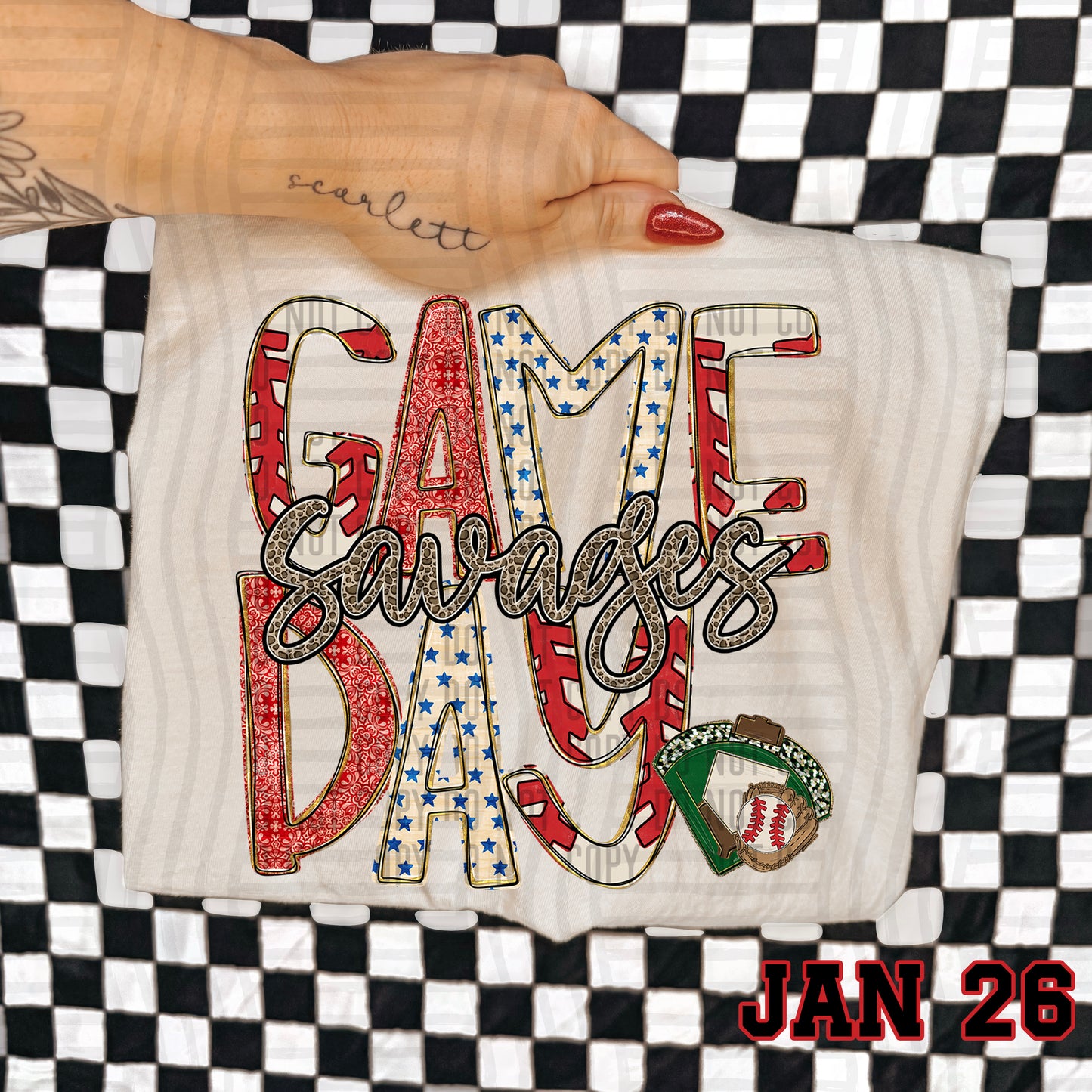 Game Day Baseball LEOPARD PRINT CENTER - Custom + DROPDOWN - 300 DPI digital download