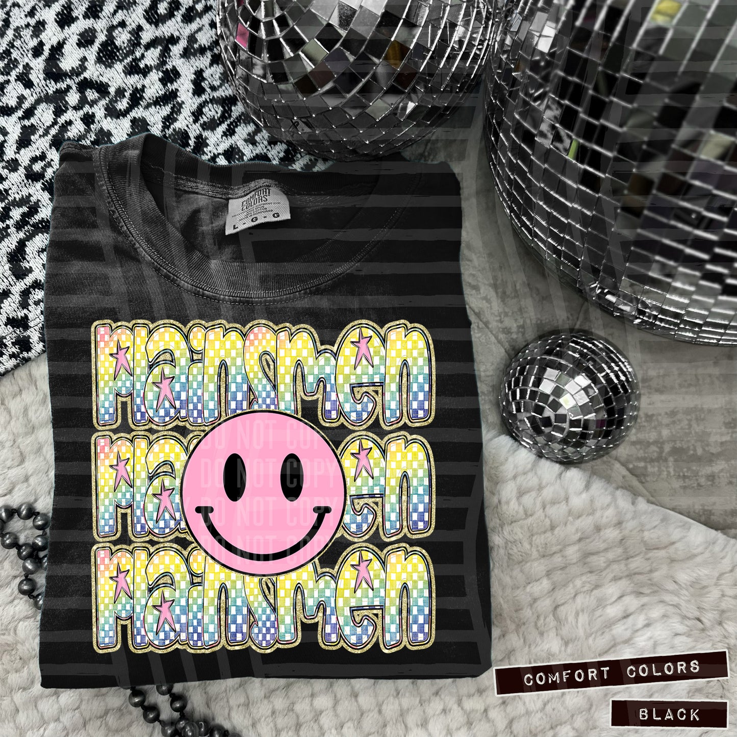Rainbow Checker Pink Happy Triple Stacked - Digital Download 300DPI PNG FILE