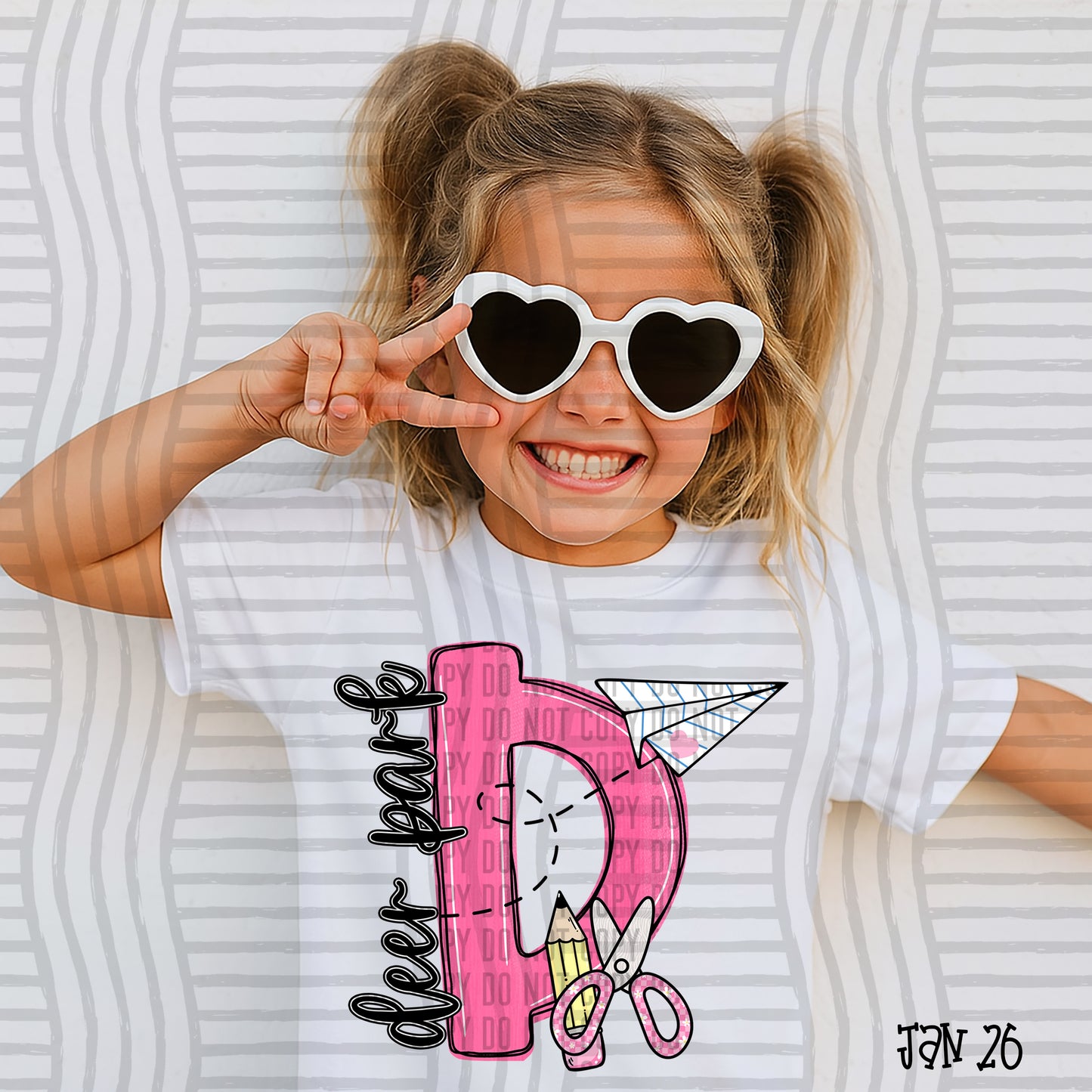 Pink Initials School -  Custom + DROPDOWN - 300 DPI digital download