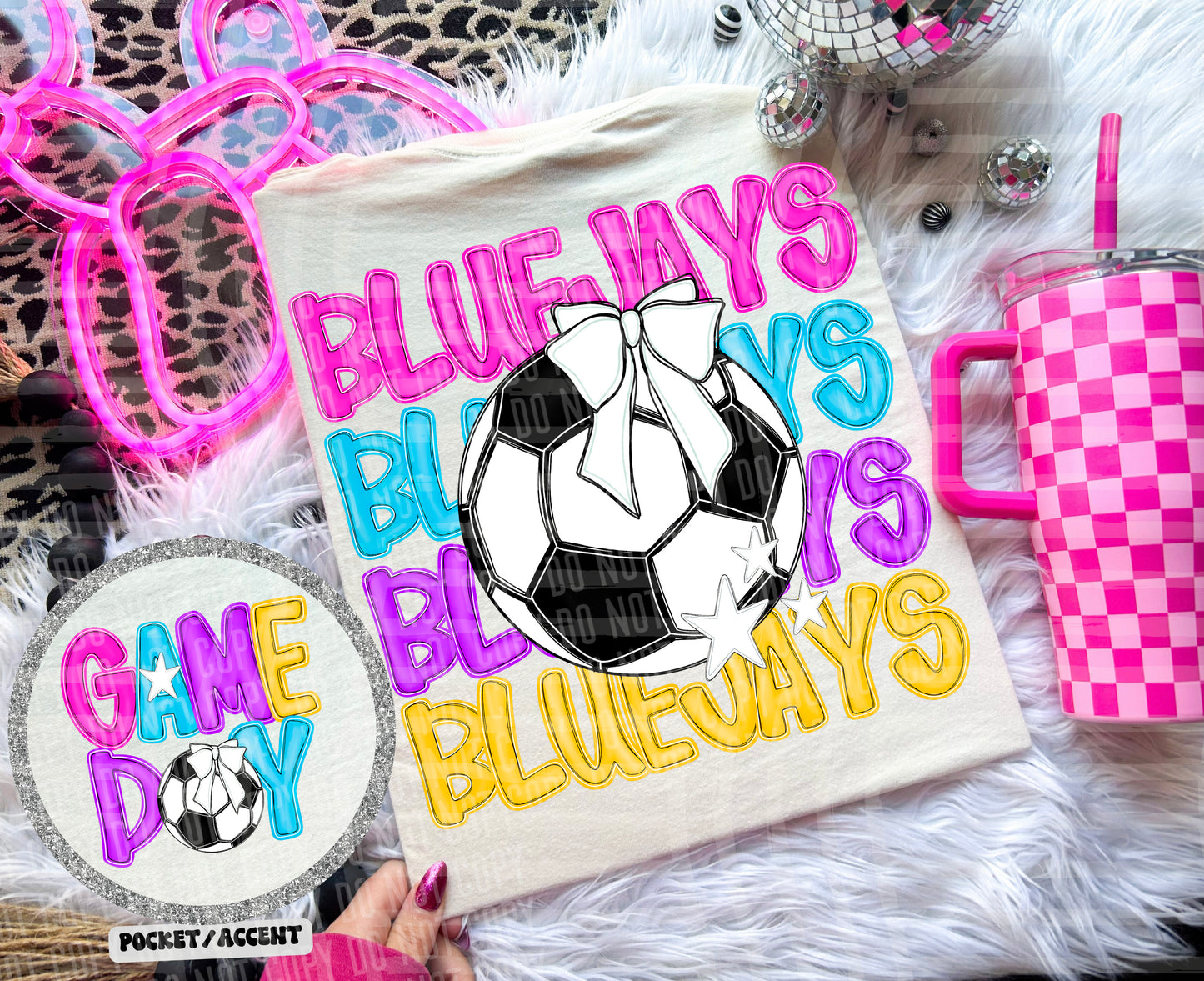 Bright Preppy Stacked Soccer Dropdown Digital Download 300DPI PNG FILE