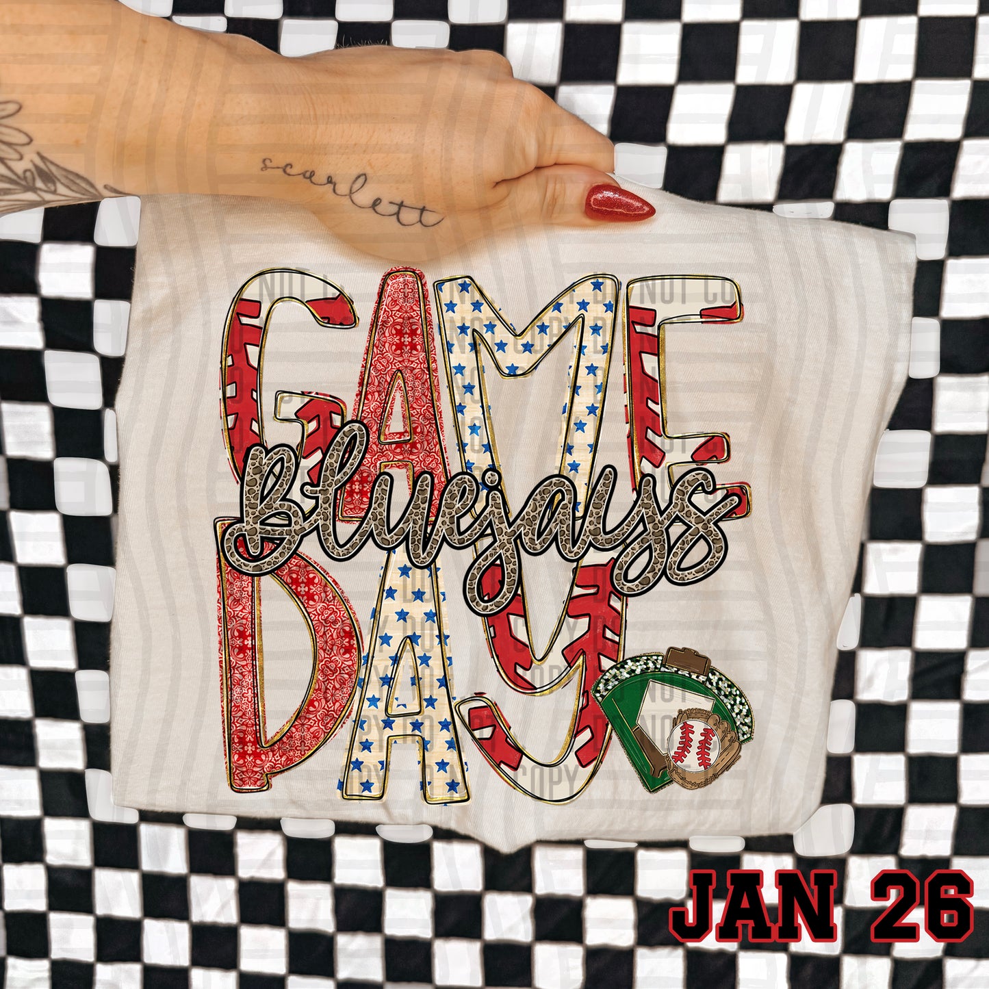 Game Day Baseball LEOPARD PRINT CENTER - Custom + DROPDOWN - 300 DPI digital download