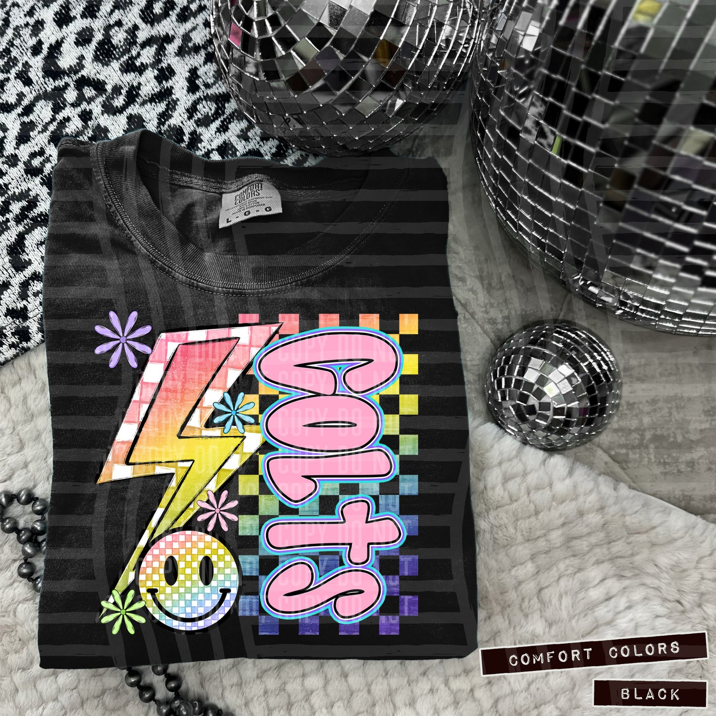 Sideways Rainbow Checker Bolt Happy Mascots Dropdown - Digital Download 300DPI PNG FILE