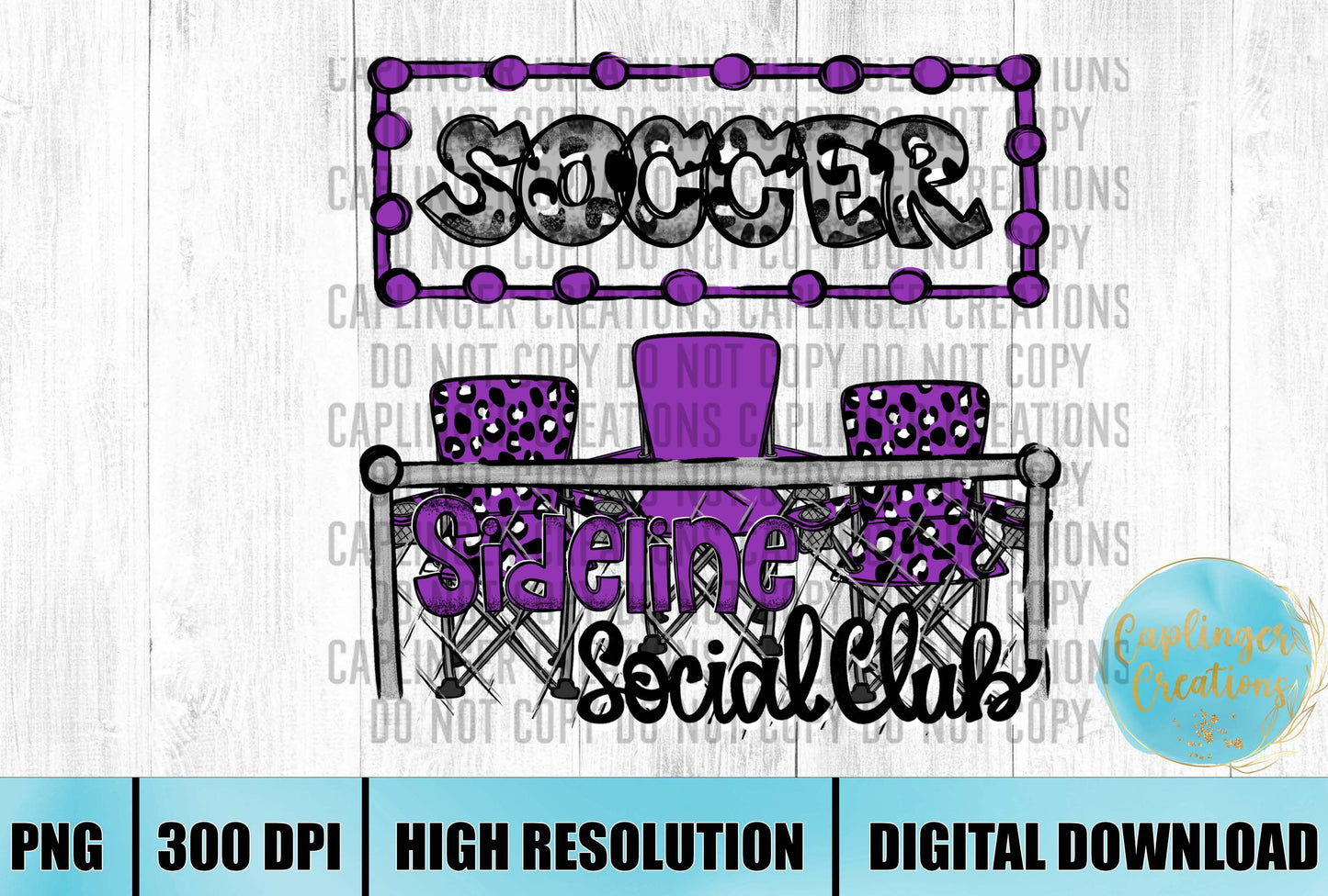 Purple Soccer Sidelines Social Club - Digital download 300DPI PNG FILE