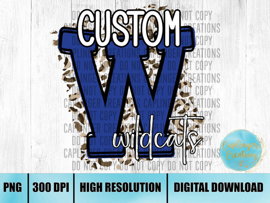 CUSTOM - animal print Letter/team- Digital download 300DPI PNG FILE