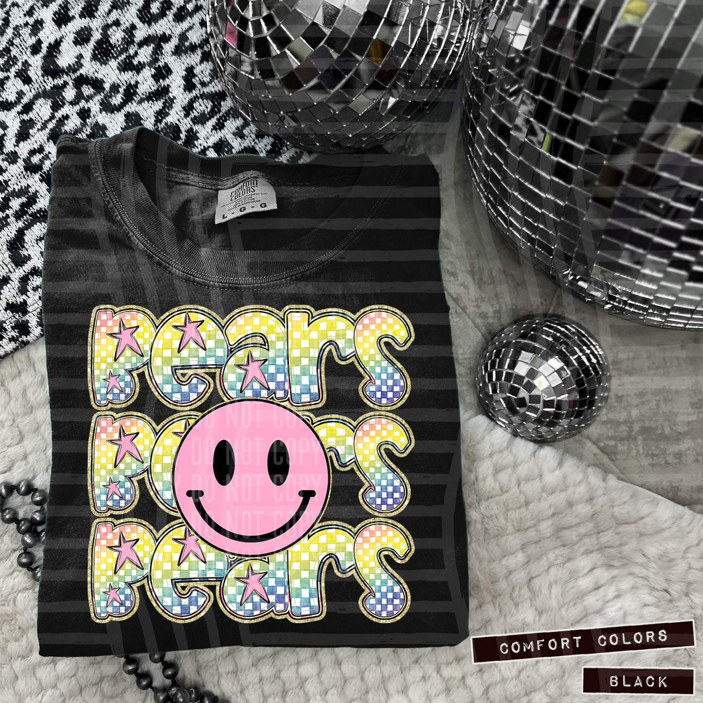 Rainbow Checker Pink Happy Triple Stacked - Digital Download 300DPI PNG FILE