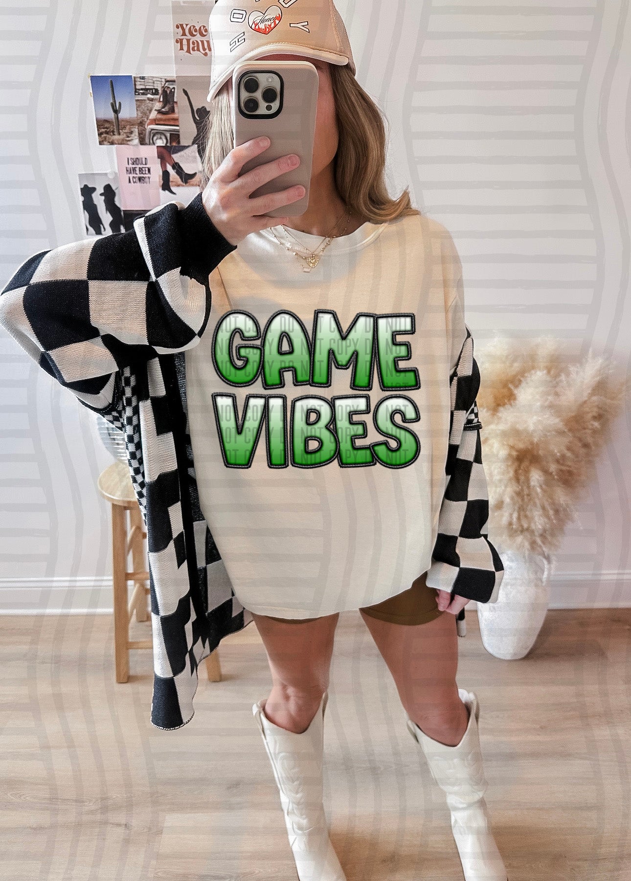 GAME VIBES - SOLID OMBRE - Faux Embroidery - Color Dropdown Digital Download 300DPI PNG FILE