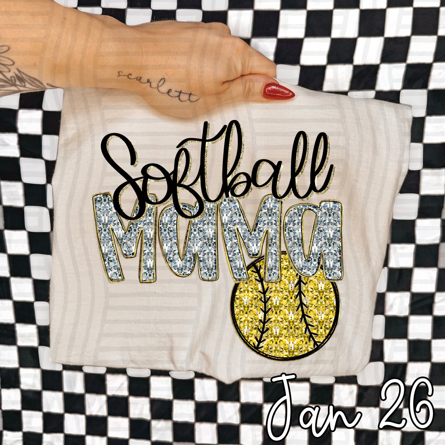 SOFTBALL Mama Bling - Faux Diamonds - Color Dropdown Digital Download 300DPI PNG FILE