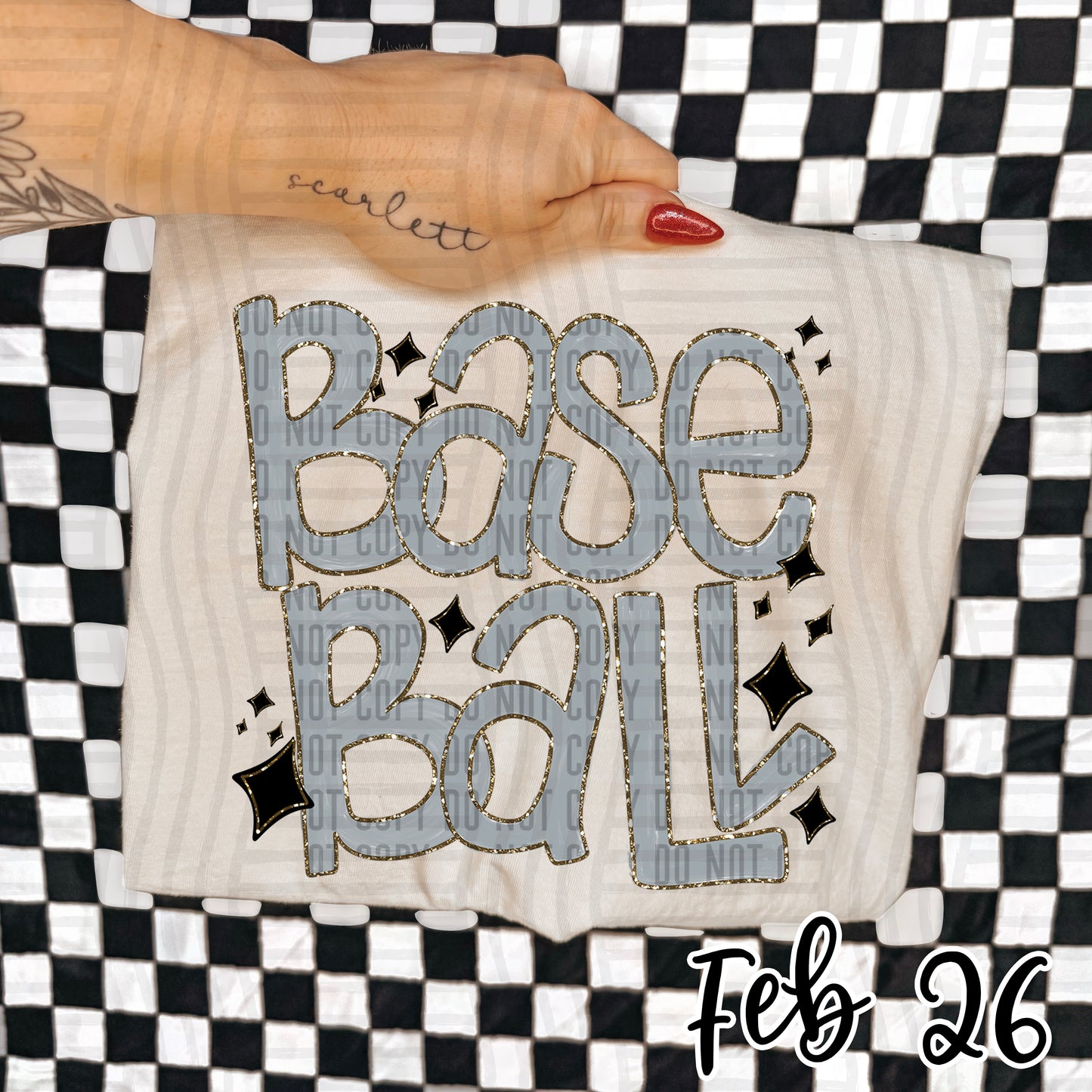 Baseball Hand Lettered -  Color Dropdown Digital Download 300DPI PNG FILE