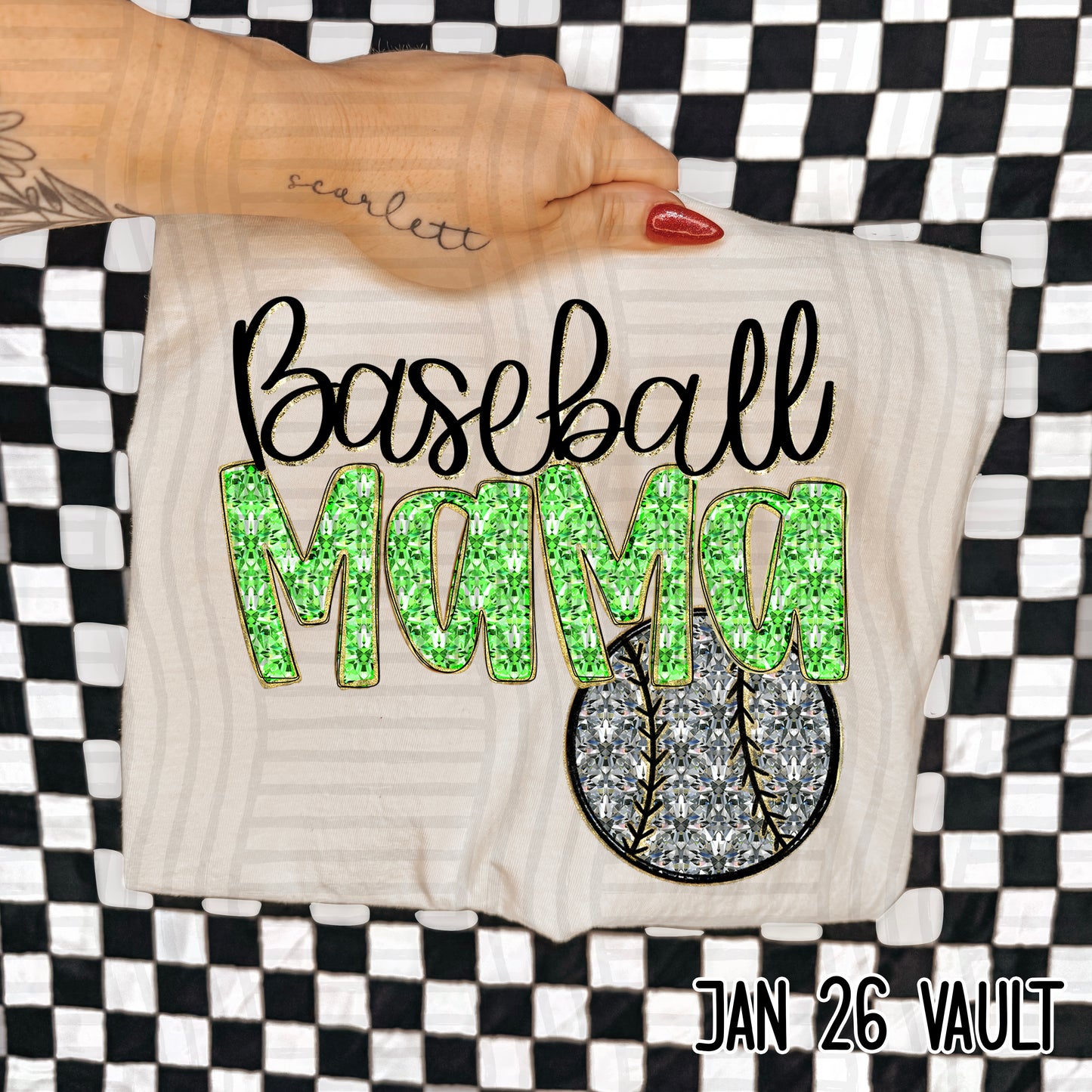 Baseball Mama Bling - Faux Diamonds - Color Dropdown Digital Download 300DPI PNG FILE