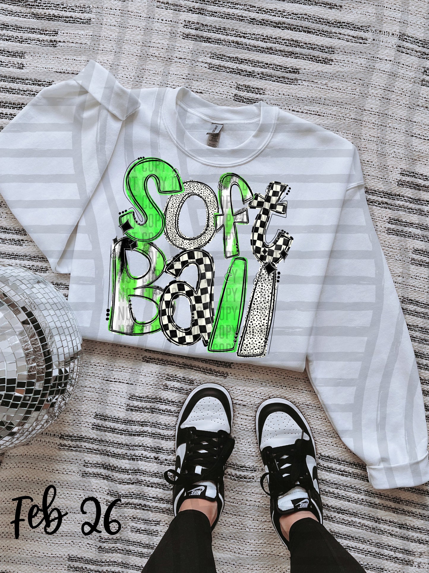 HAND LETTERED SOFTBALL - Color Dropdown Digital Download 300DPI PNG FILE