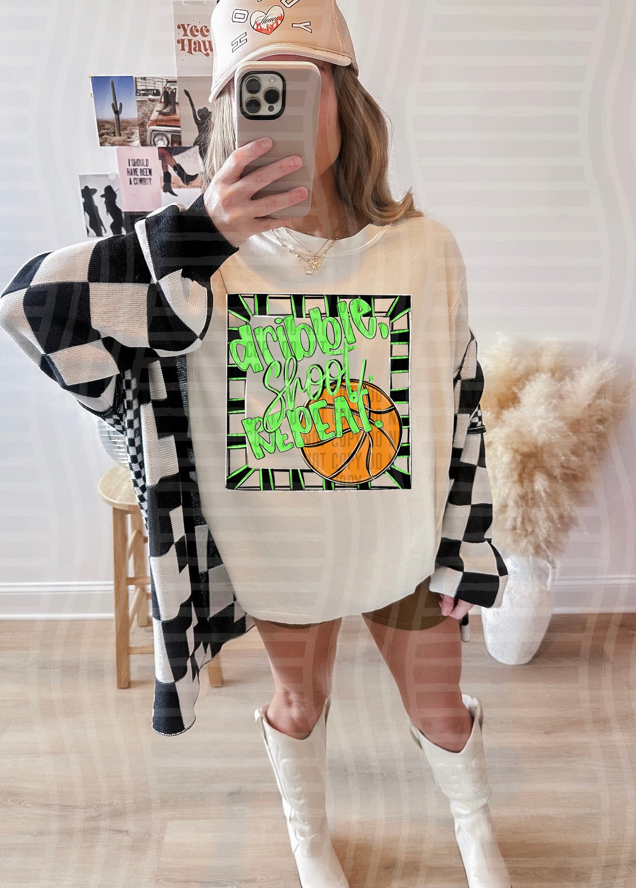 Dribble, Shoot, Repeat. - Color Dropdown Digital Download 300DPI PNG FILE