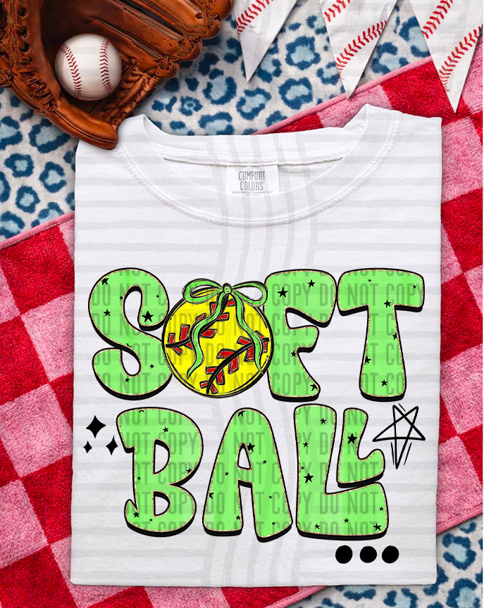 Softball Retro - Color Dropdown Digital Download 300DPI PNG FILE