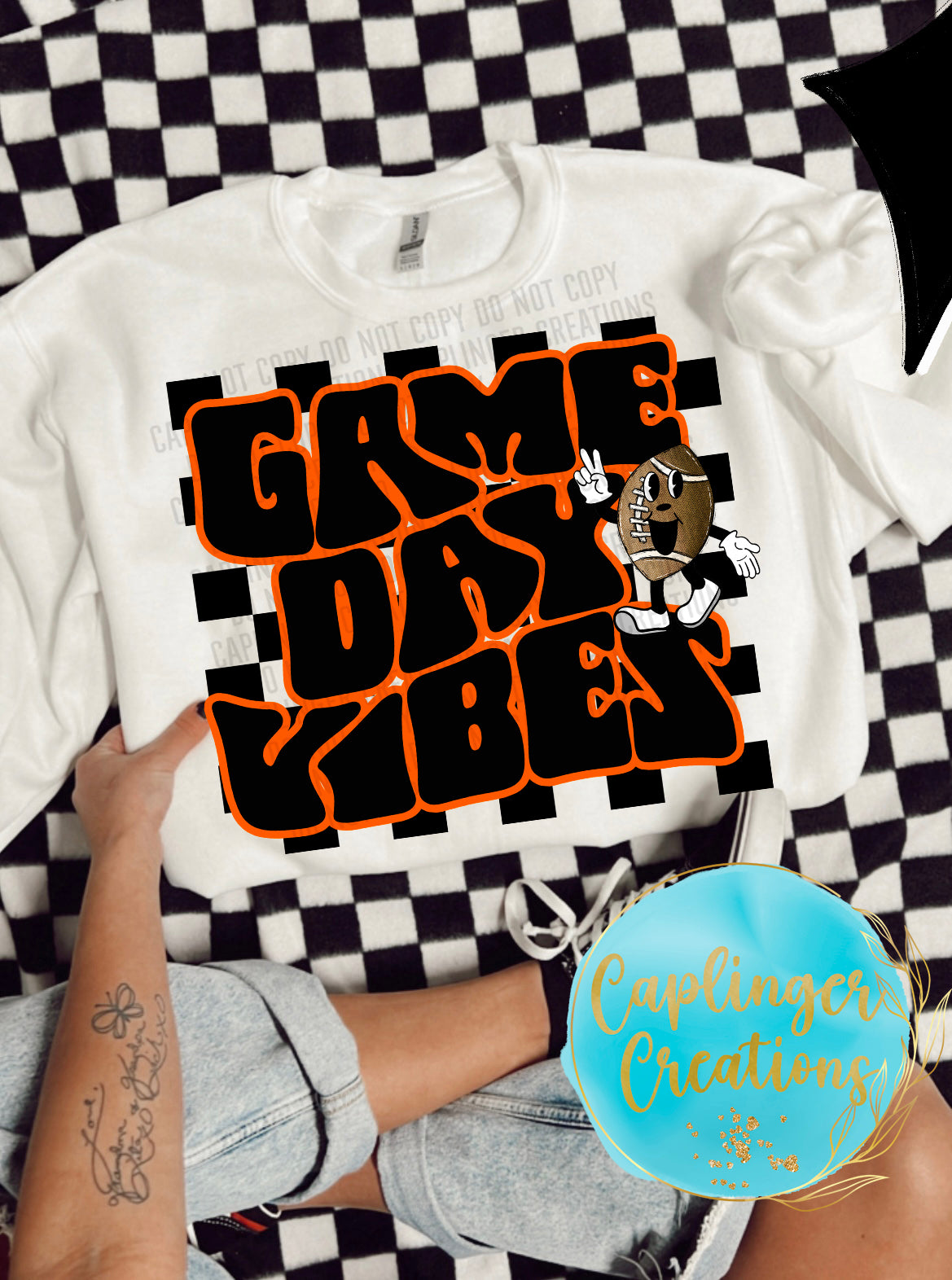 Orange Game Day Vibes football- Digital download 300DPI PNG FILE