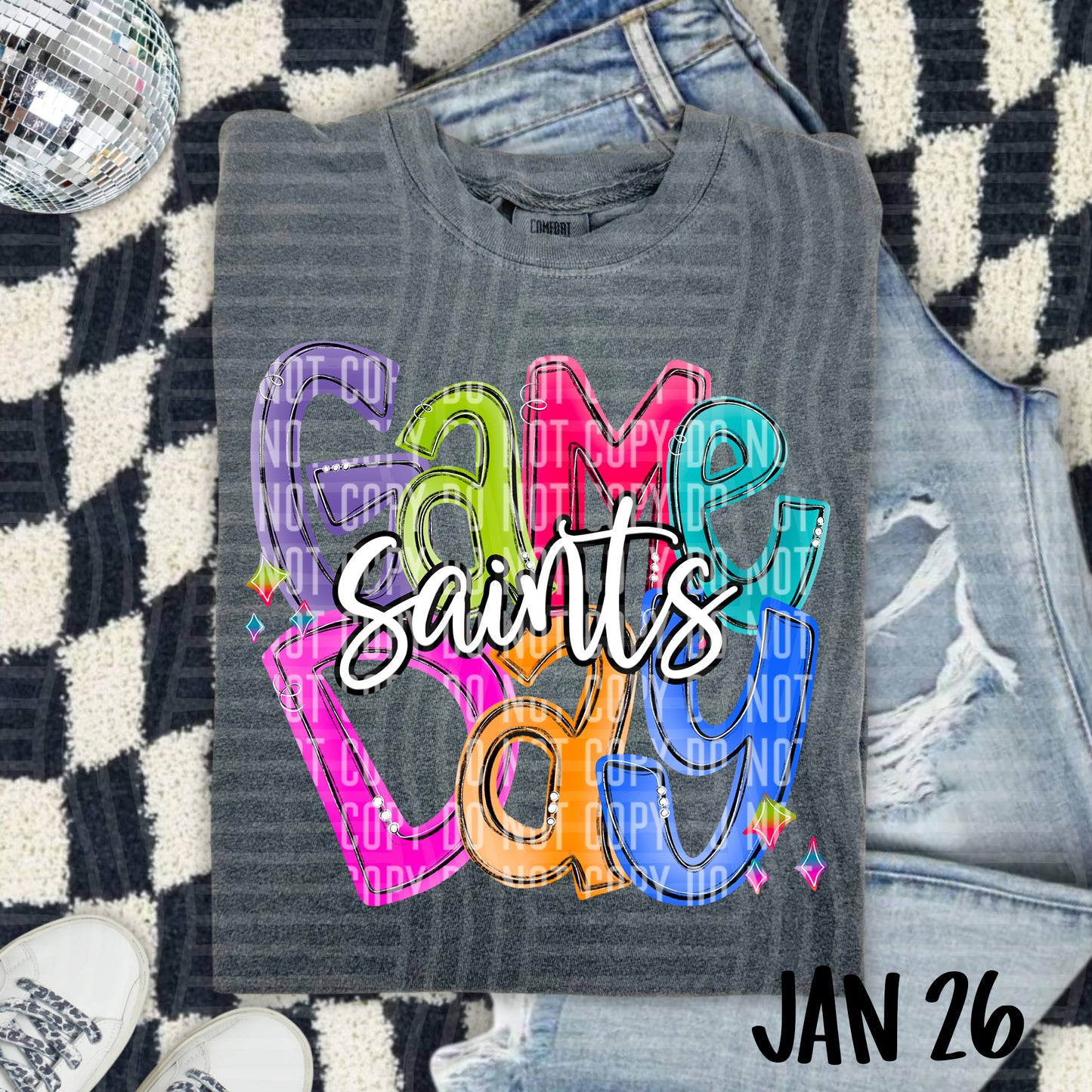 Hand Lettered Bright Preppy Game Day  - Custom + DROPDOWN - 300 DPI digital download