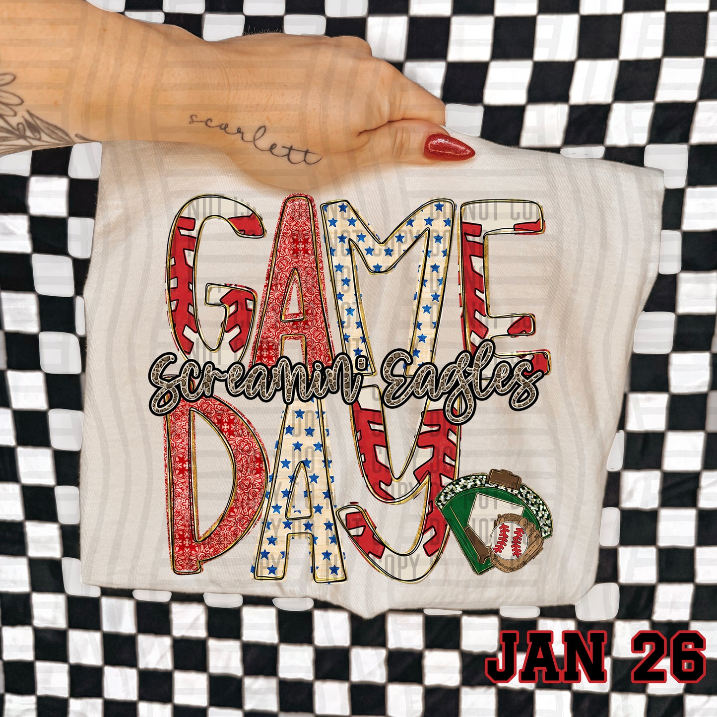Game Day Baseball LEOPARD PRINT CENTER - Custom + DROPDOWN - 300 DPI digital download
