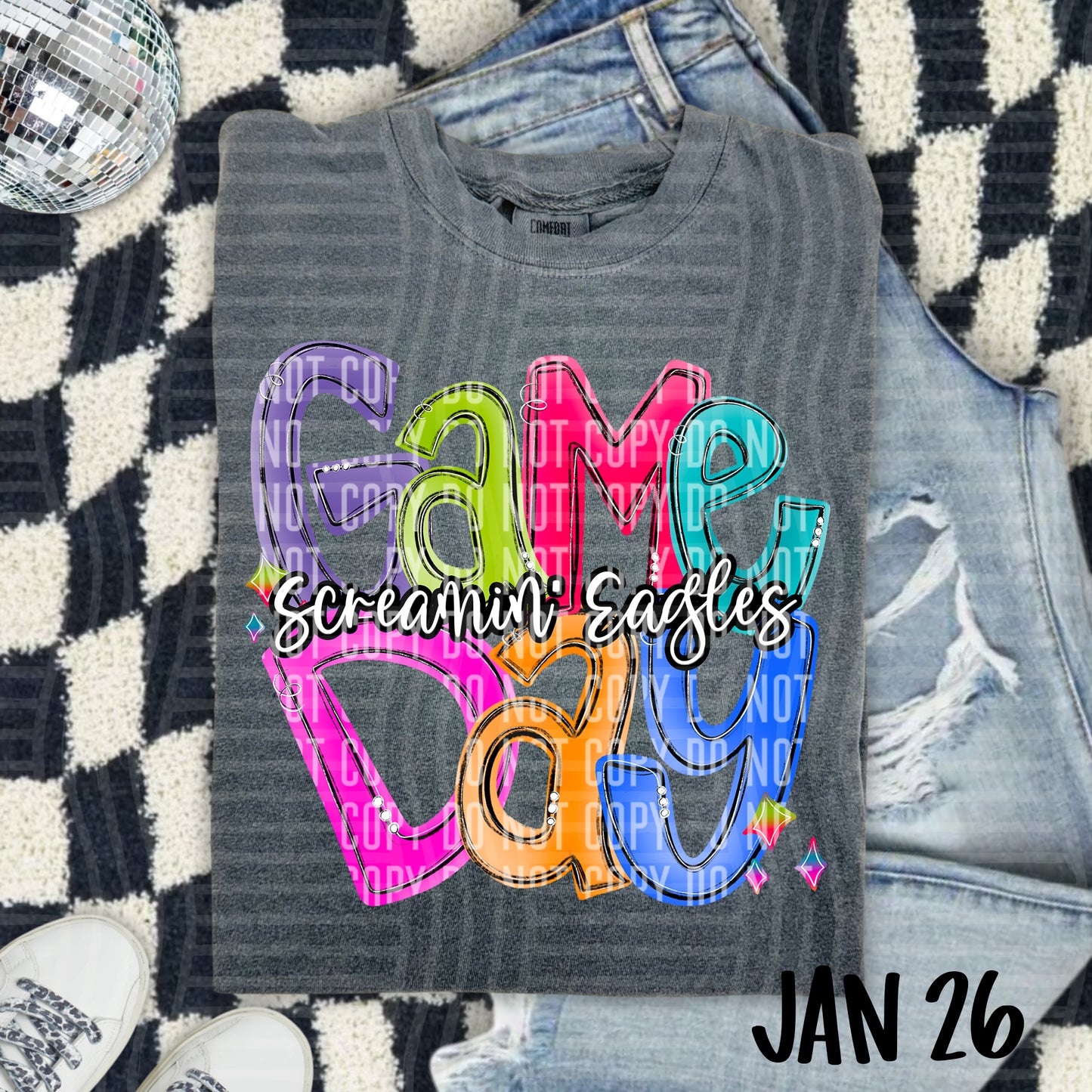 Hand Lettered Bright Preppy Game Day  - Custom + DROPDOWN - 300 DPI digital download