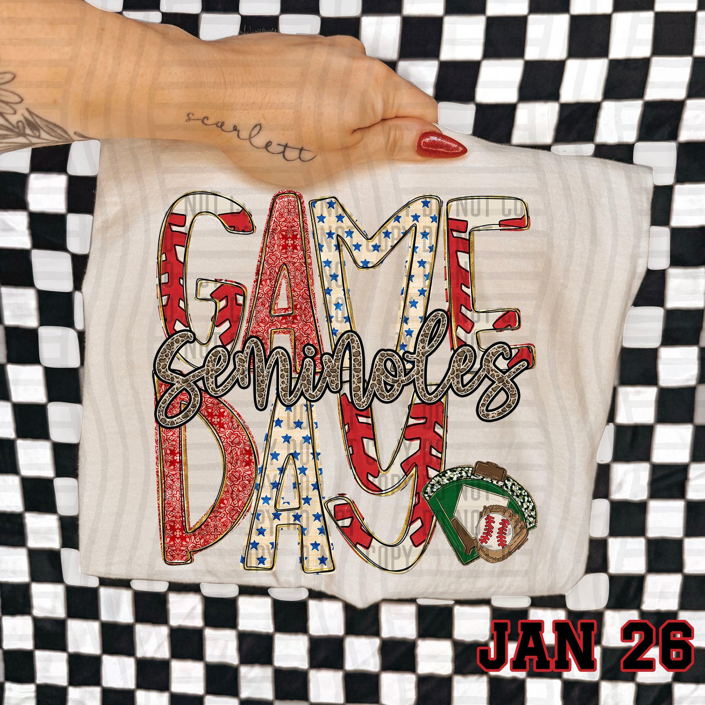 Game Day Baseball LEOPARD PRINT CENTER - Custom + DROPDOWN - 300 DPI digital download