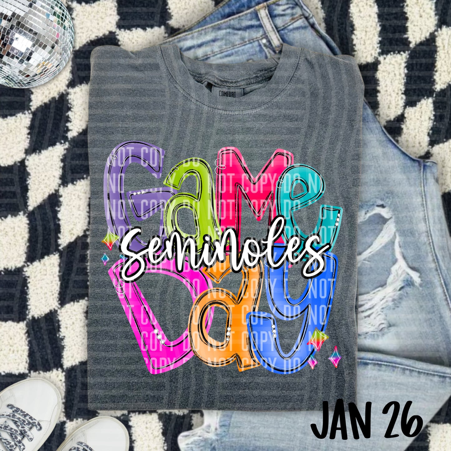 Hand Lettered Bright Preppy Game Day  - Custom + DROPDOWN - 300 DPI digital download