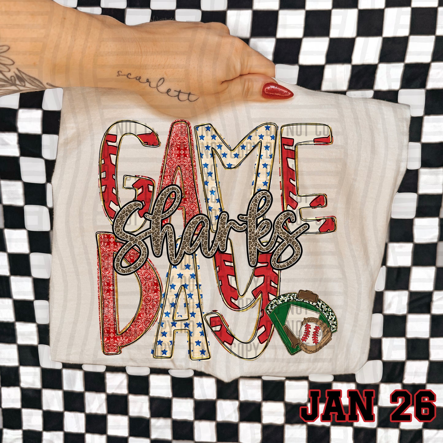Game Day Baseball LEOPARD PRINT CENTER - Custom + DROPDOWN - 300 DPI digital download