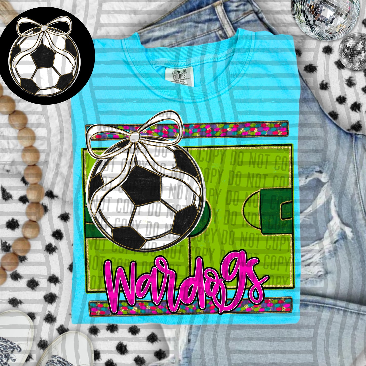 Preppy Soccer Field -optional pocket + Custom + Dropdown - 300 dpi Digital Download