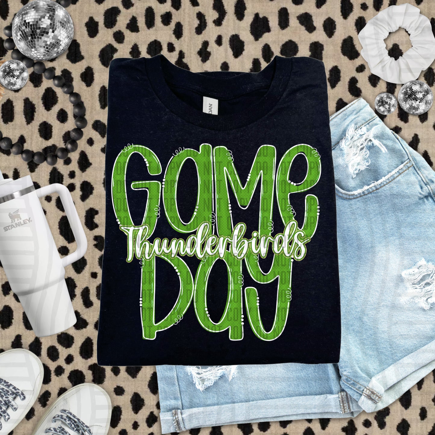Green- GAME DAY Doodles - 300 dpi Digital Download