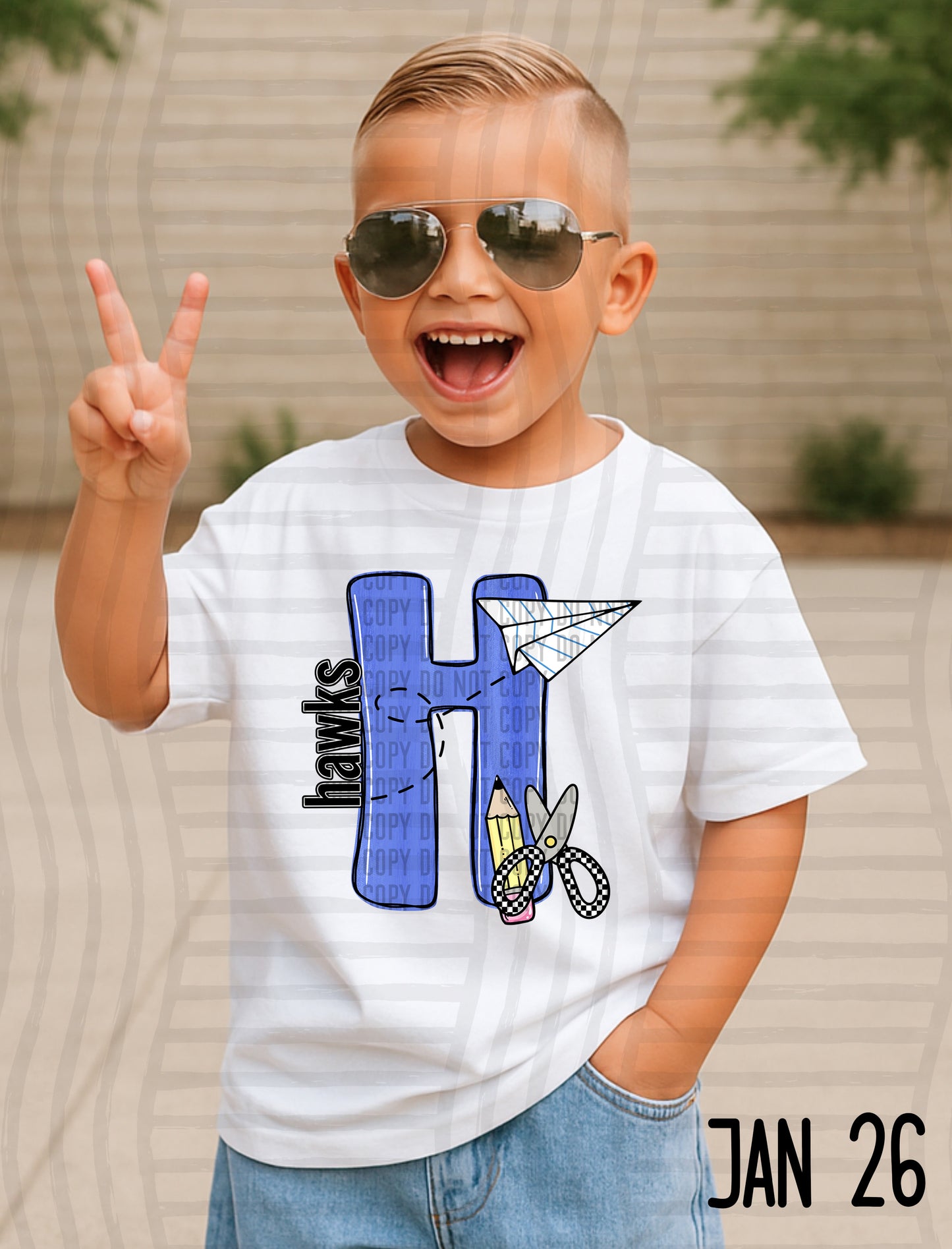 Blue Checks Initials School - Custom + DROPDOWN - 300 DPI digital download