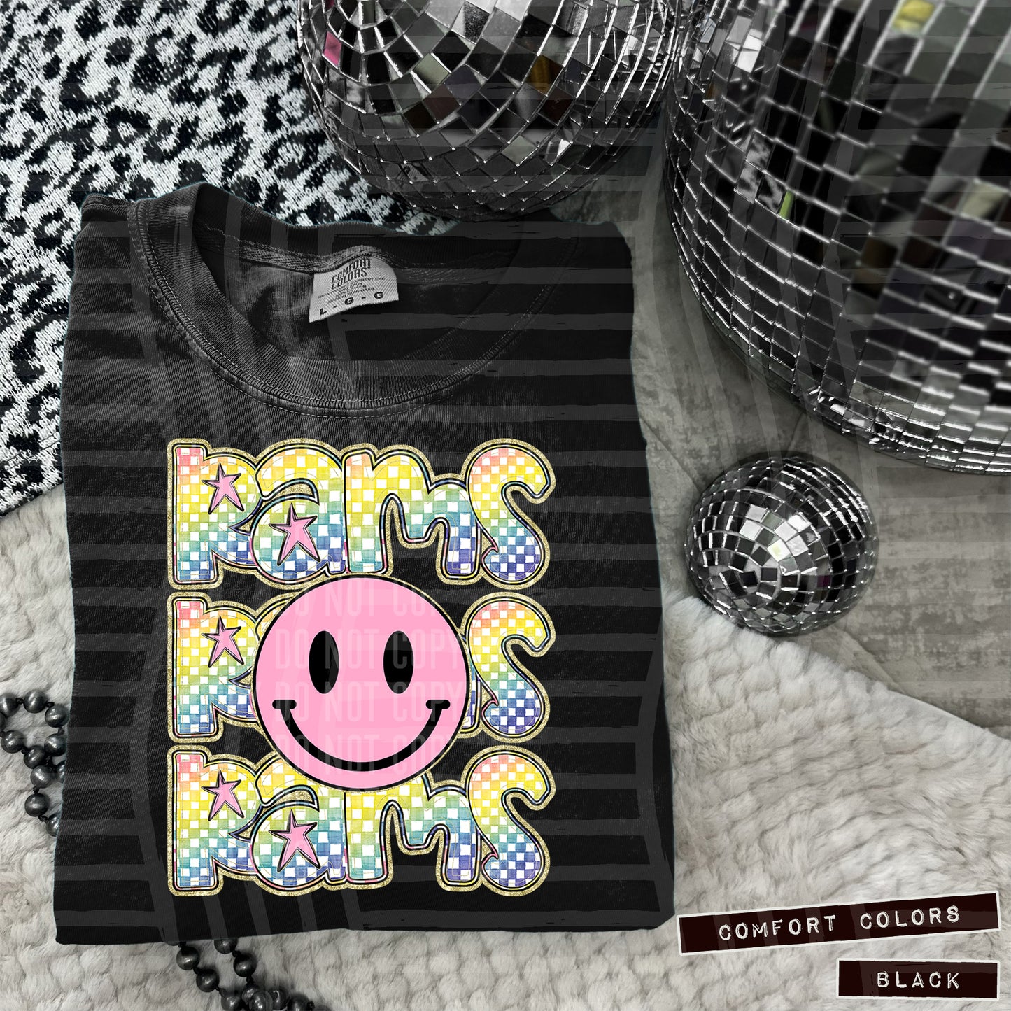 Rainbow Checker Pink Happy Triple Stacked - Digital Download 300DPI PNG FILE