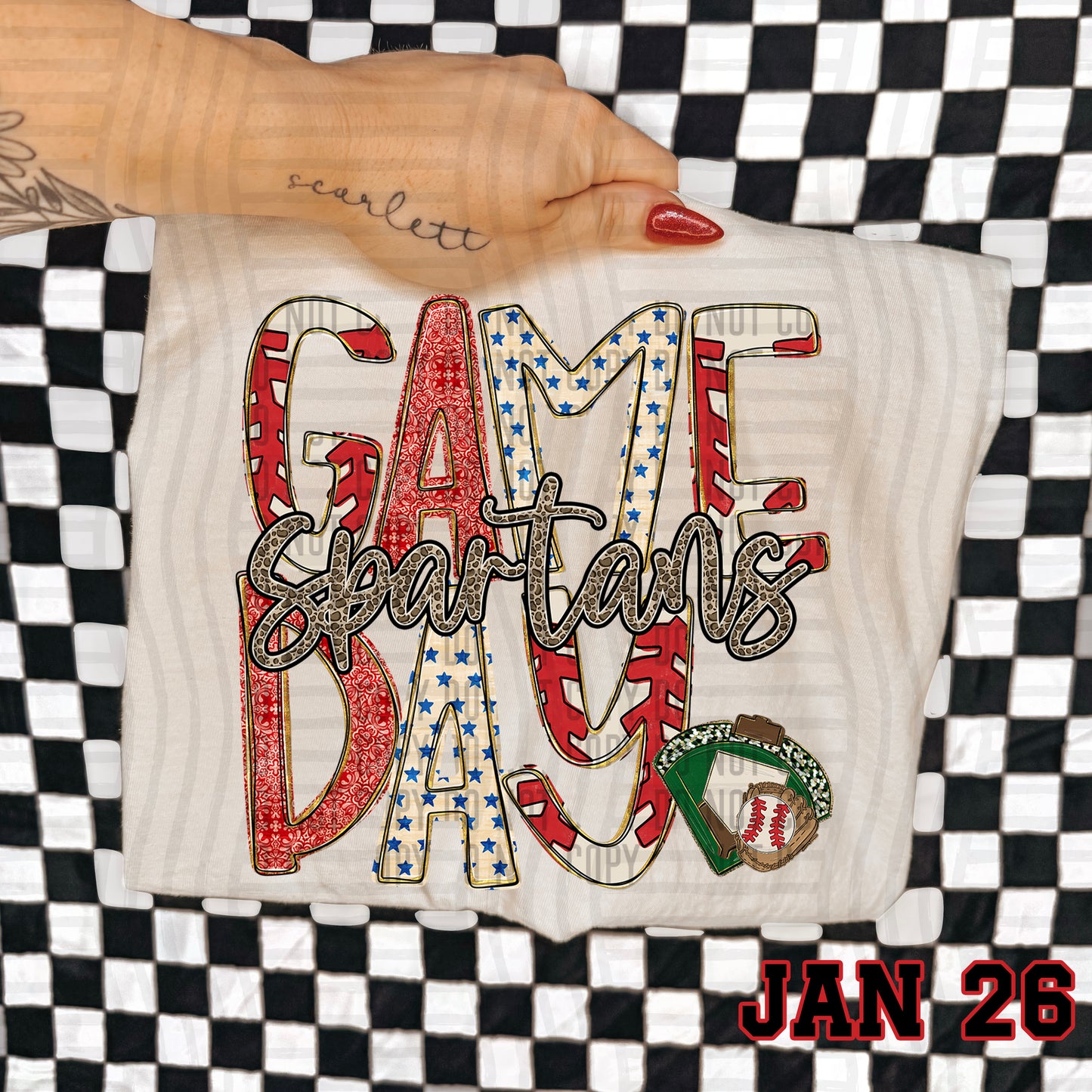 Game Day Baseball LEOPARD PRINT CENTER - Custom + DROPDOWN - 300 DPI digital download