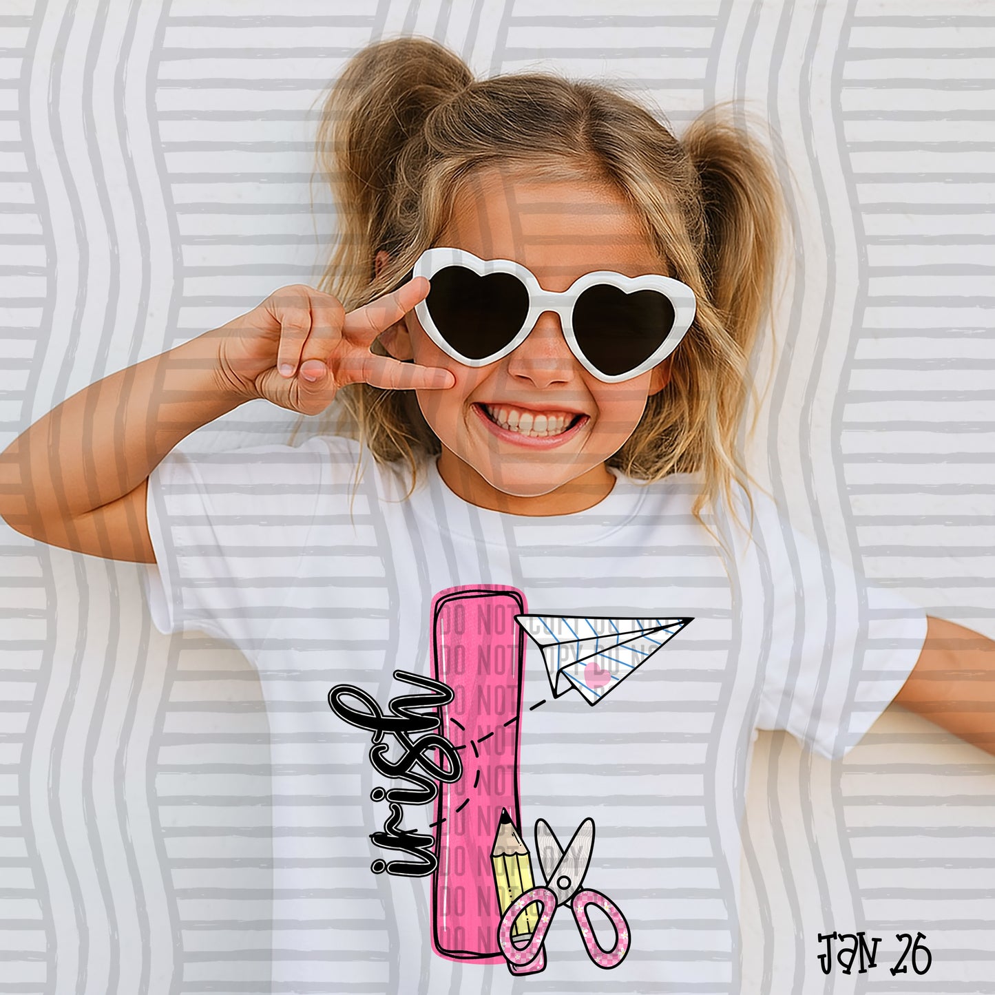 Pink Initials School -  Custom + DROPDOWN - 300 DPI digital download