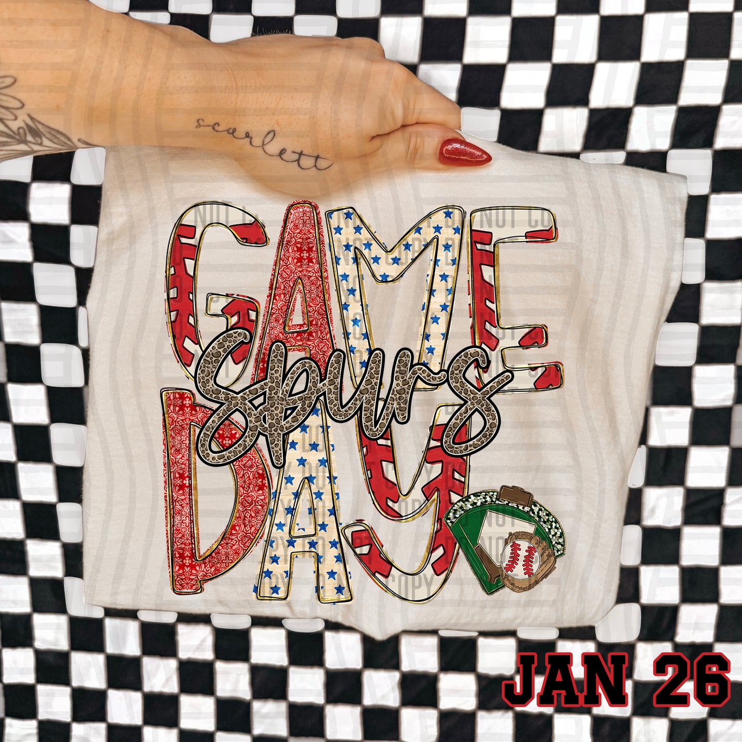 Game Day Baseball LEOPARD PRINT CENTER - Custom + DROPDOWN - 300 DPI digital download