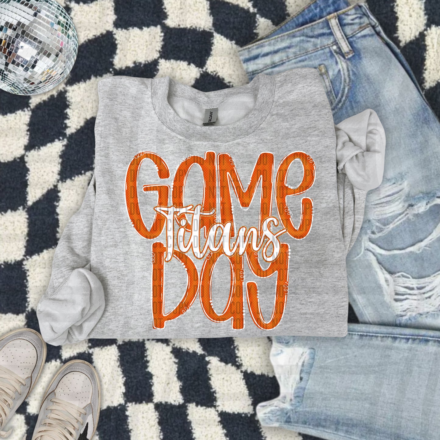 Orange - GAME DAY Doodles - 300 dpi Digital Download