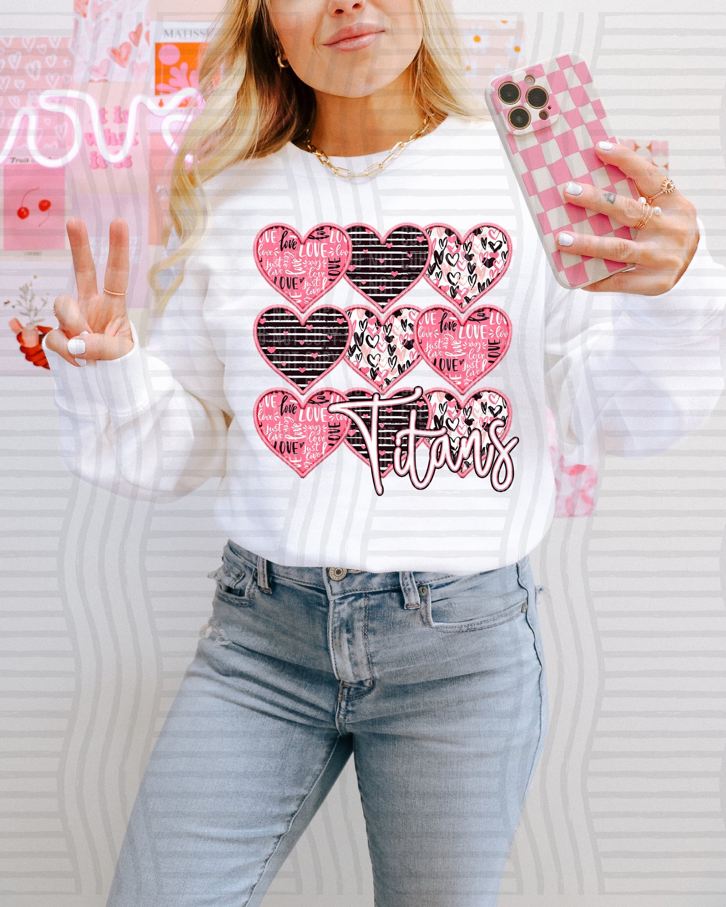 Faux Embroidery Heart Mascots - Custom + Dropdown - 300 dpi Digital Download