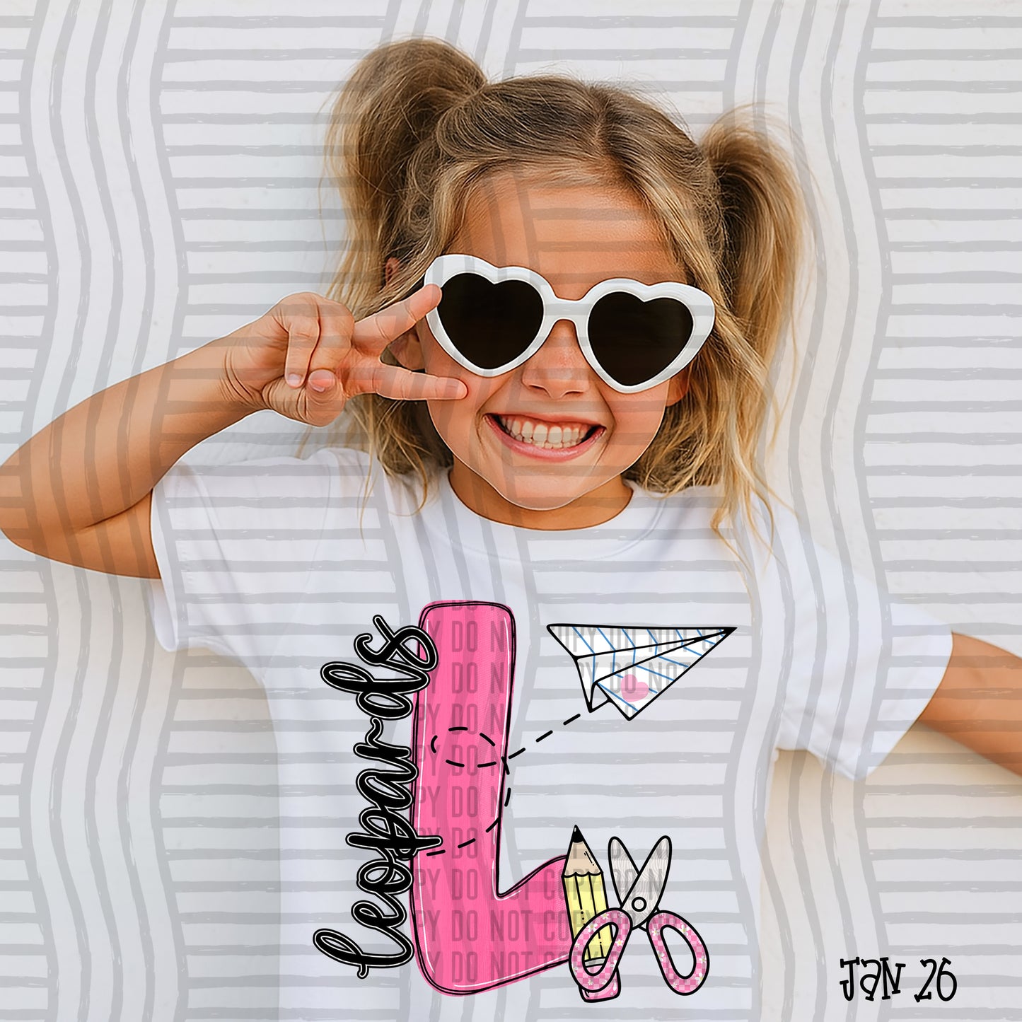 Pink Initials School -  Custom + DROPDOWN - 300 DPI digital download