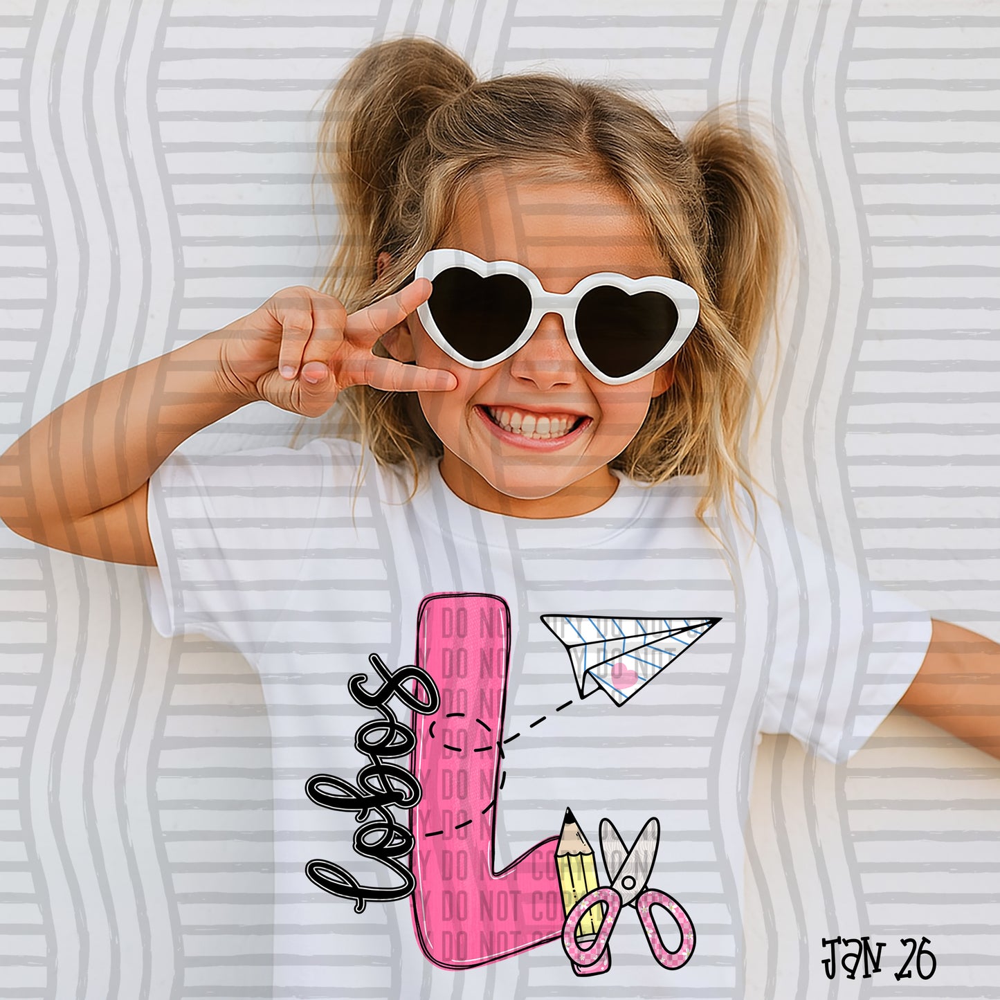 Pink Initials School -  Custom + DROPDOWN - 300 DPI digital download